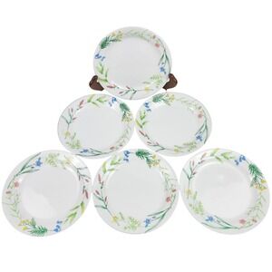 Corelle Corning My Garden 7 1/4" Salad Plates White Vitrelle Floral Border Set 6